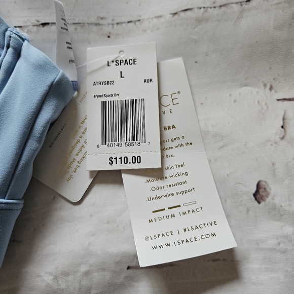 NWTS L*space Tryout Sports Bra In Baby Blue Size Large - Picture 4 of 6